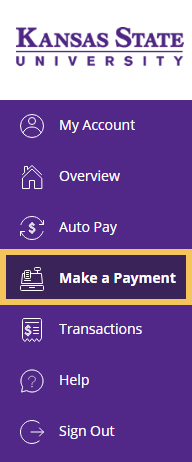 cashnet's Make a Payment menu
