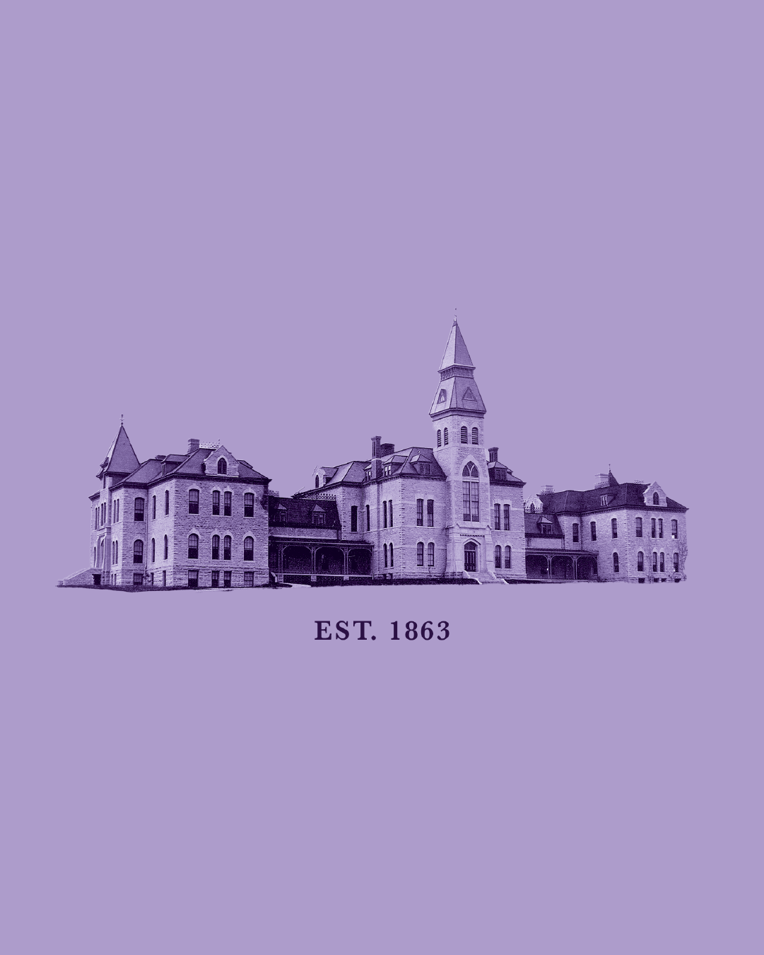 download K-State Bound social tile Lavender background with image of Anderson Hall and text that reads "EST. 1863"