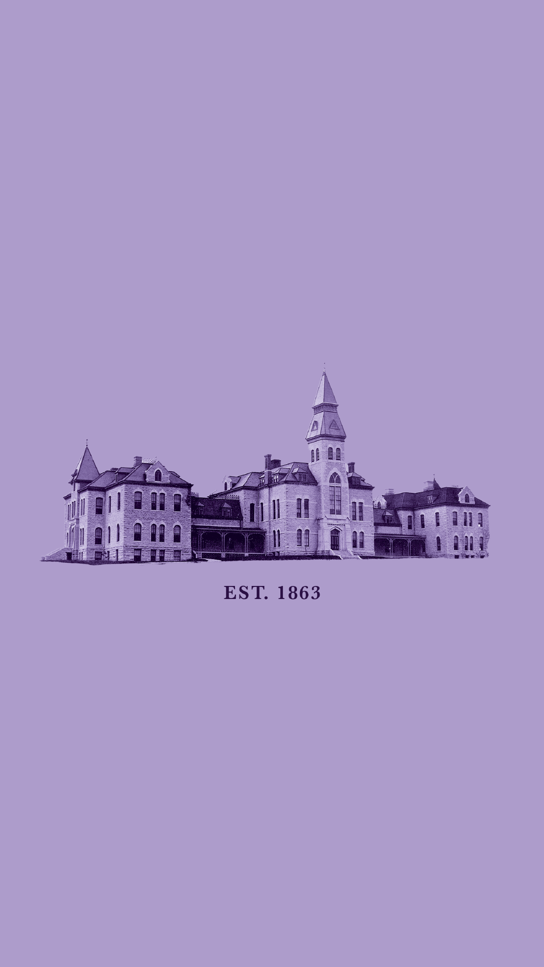 download K-State Bound social tile Lavender background with image of Anderson Hall and text that reads "EST. 1863"