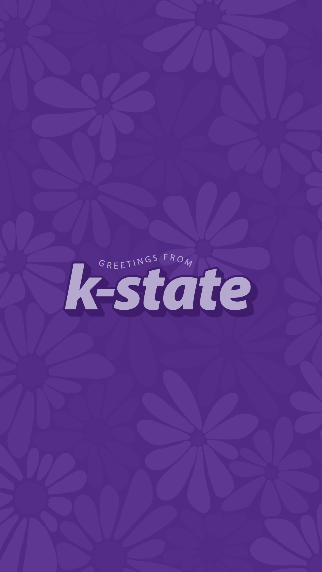 download K-State Bound social tile Purple background with flowers and text that reads "Greetings from k-state"