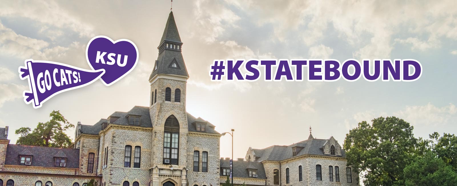 Image of Anderson Hall with KSU and K-State Bound text.