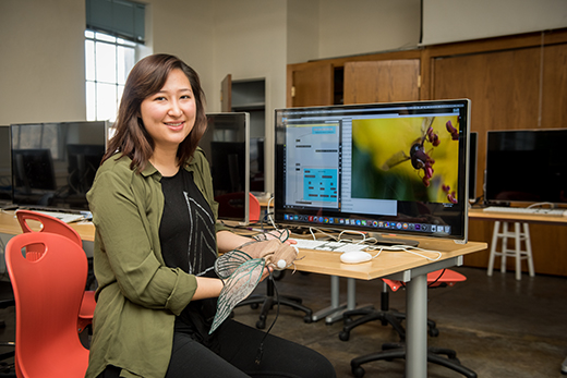 Patricia with cicada Patricia with cicada