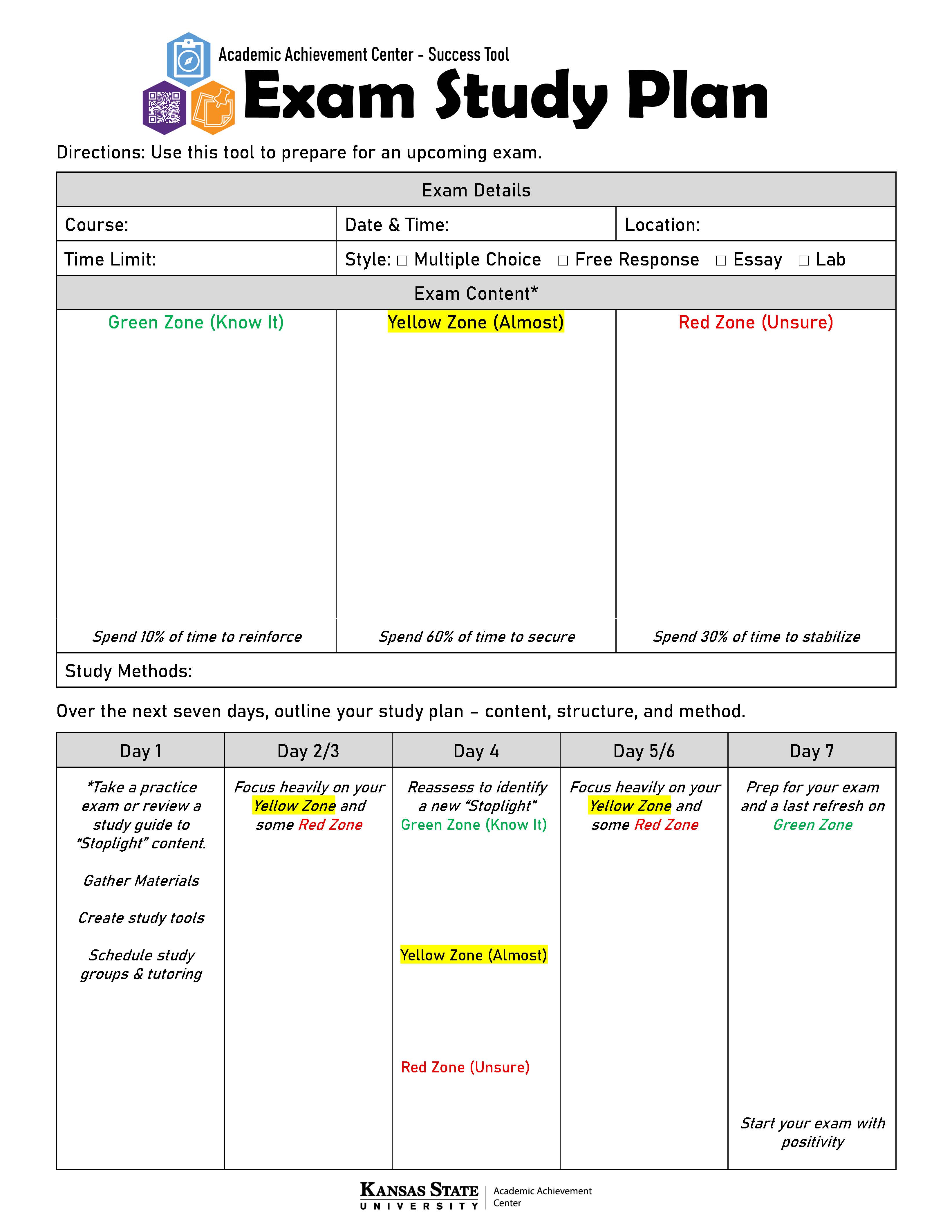 Exam Study Plan