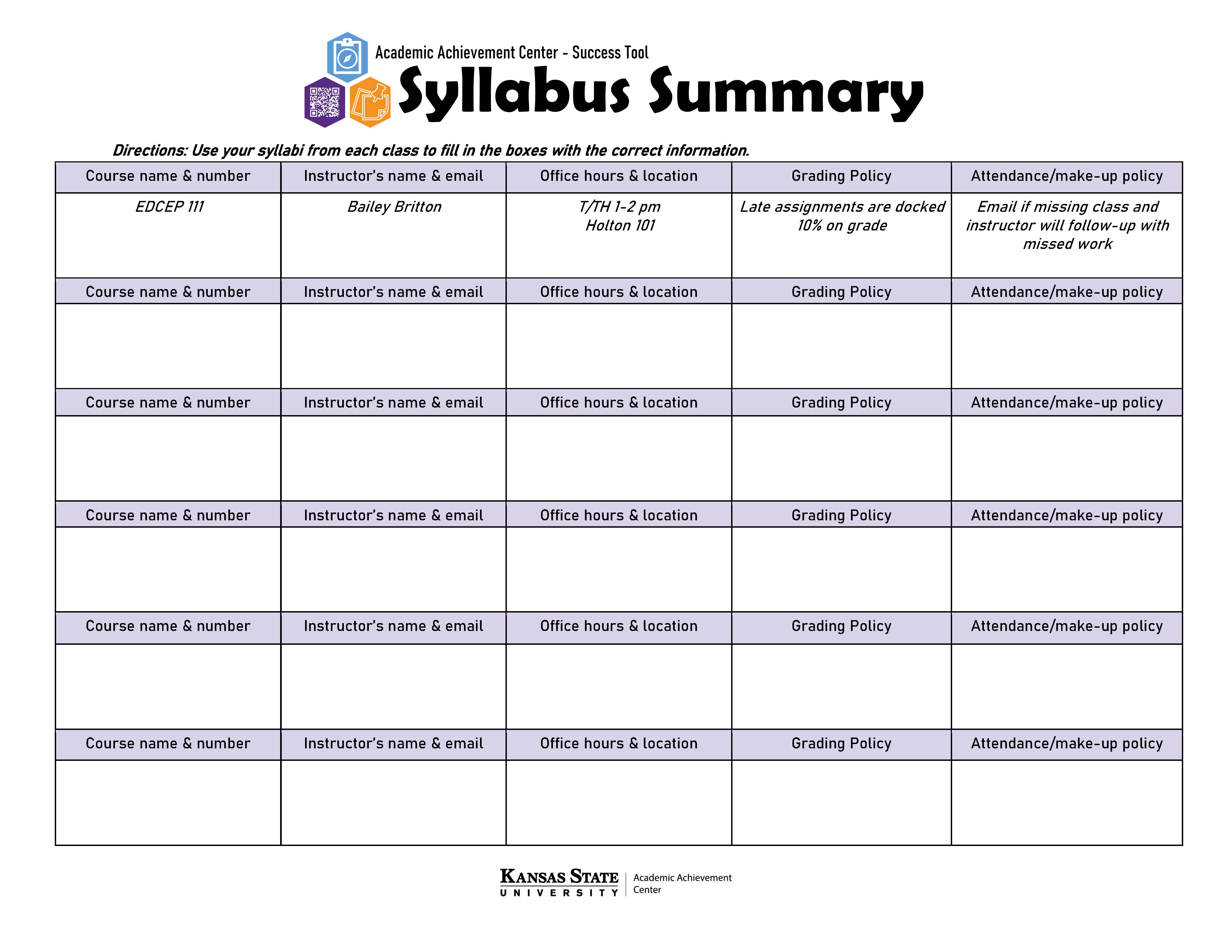 Syllabus Summary