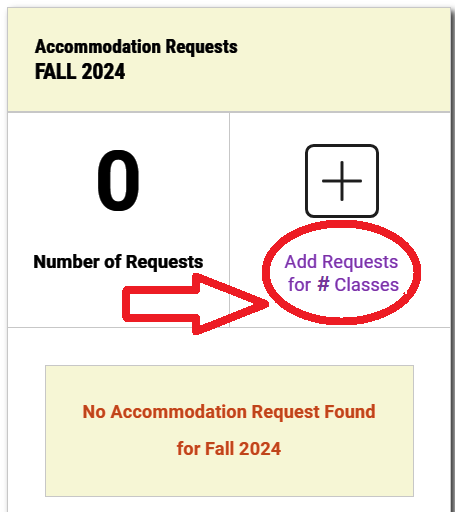 Add request button for accommodation letter