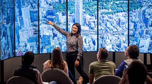 Student giving a presentation