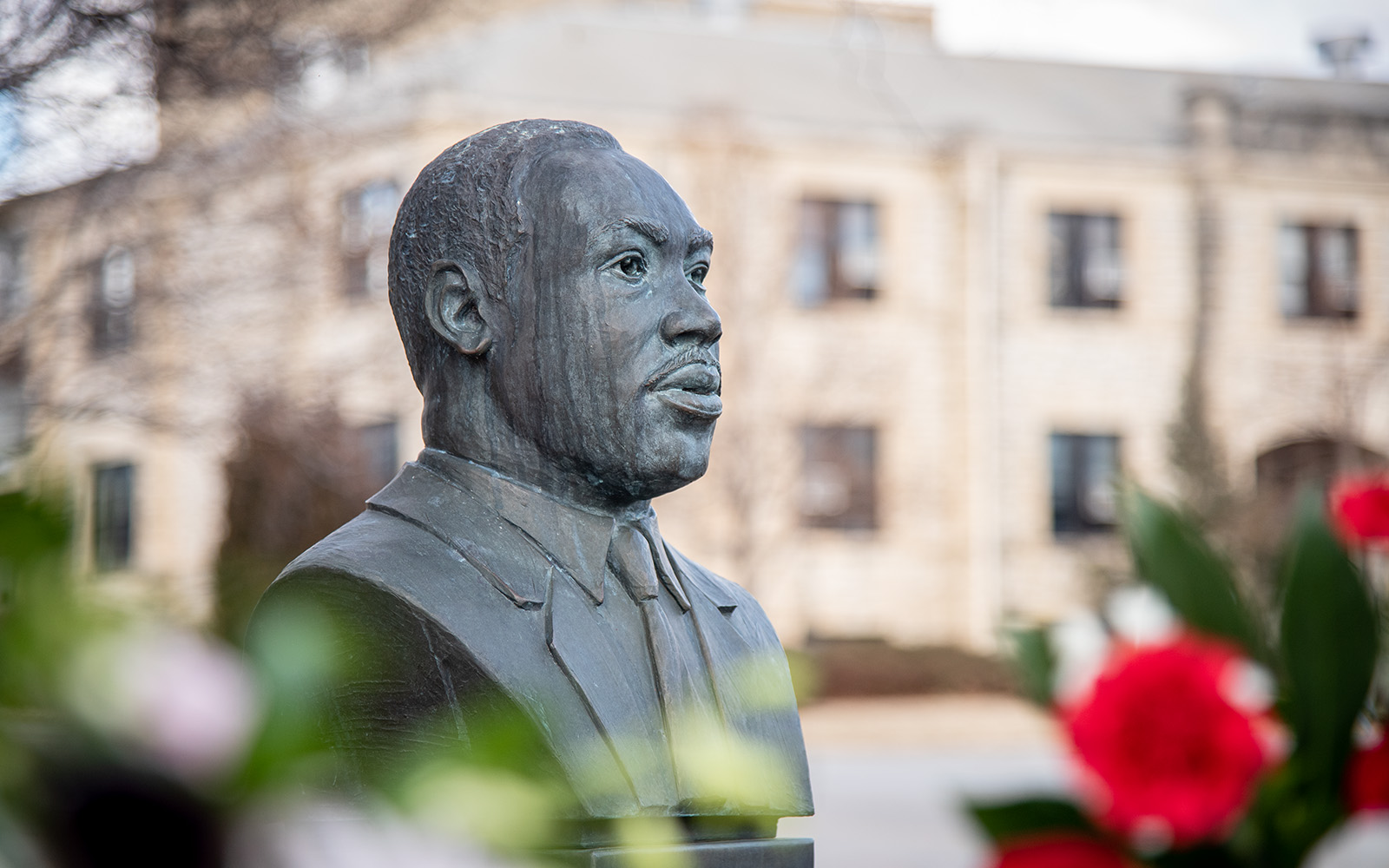 Bust of Dr. Martin Luther King Jr. on campus