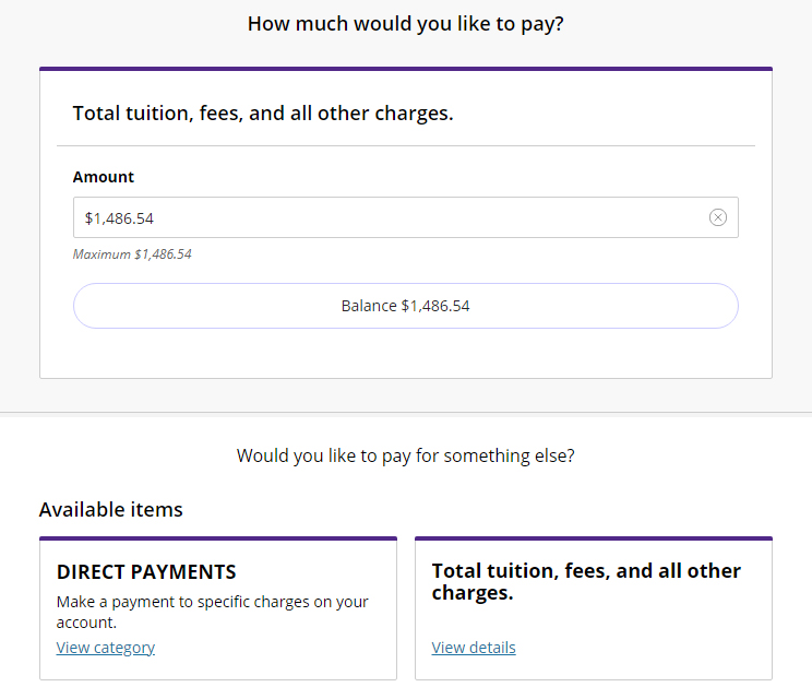 tuition amount due cashnet menu