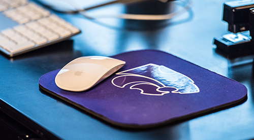 Computer mouse on K-State mousepad