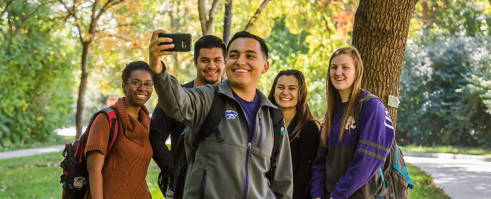 Group selfie on K-State campus