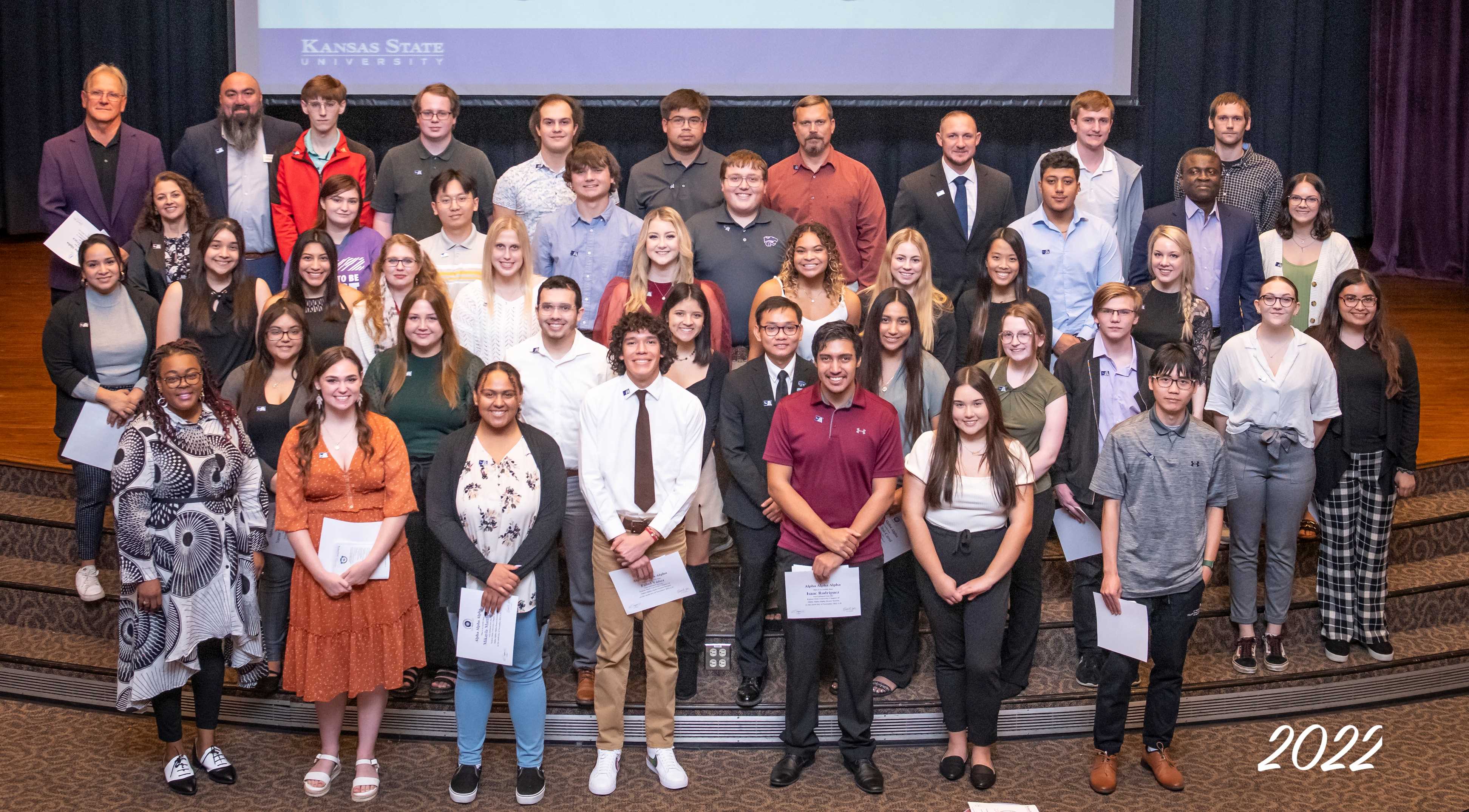 Large group photo of the 2022 Tri-Alpha inductees.