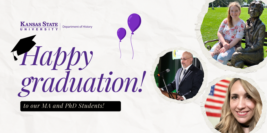 Banner congratulating graduating MA and PhD students