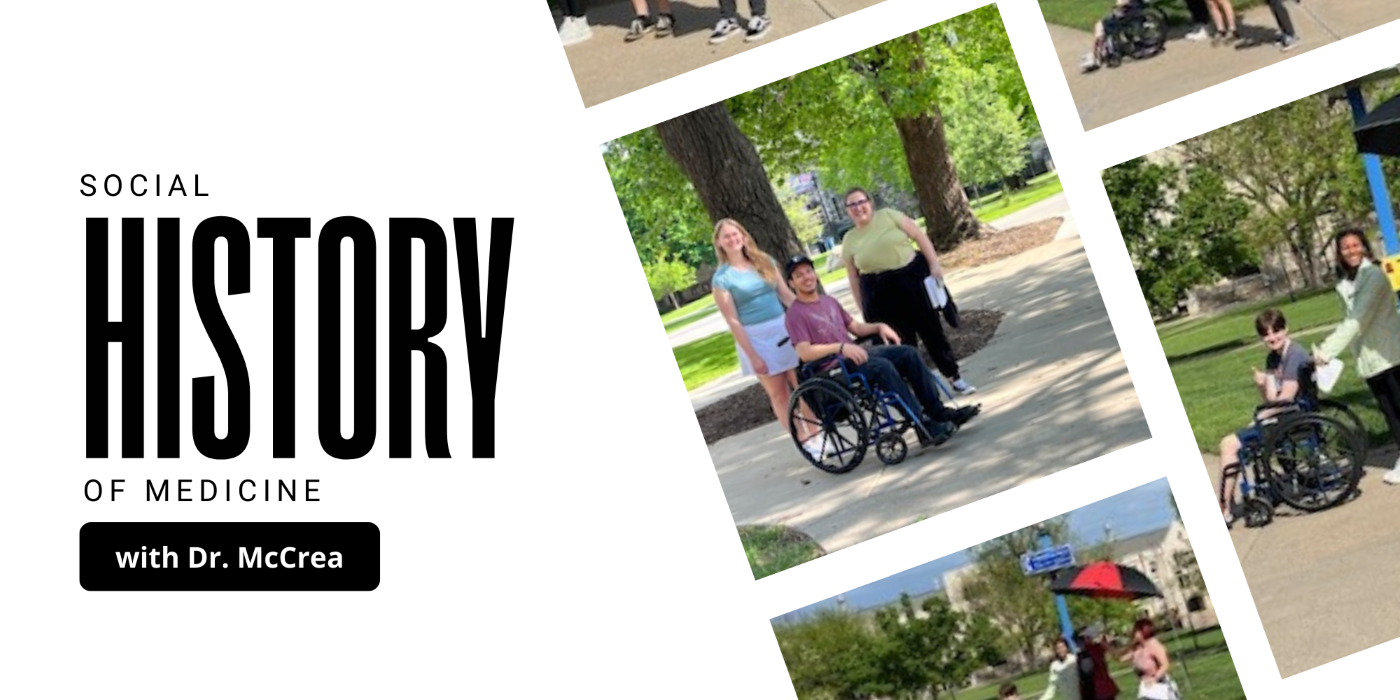 Picture of students around campus