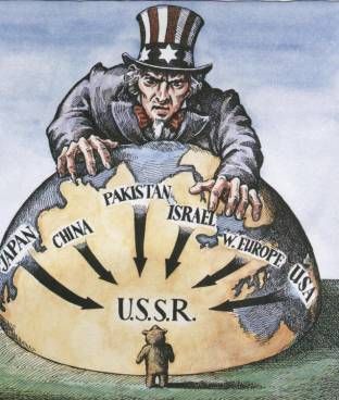 Cold War cartoon depicting Uncle Sam