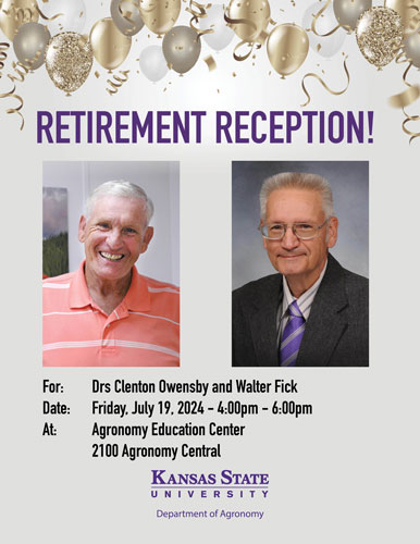 Retirement reception flyer for Walt Fick and Clenton Owensby. 