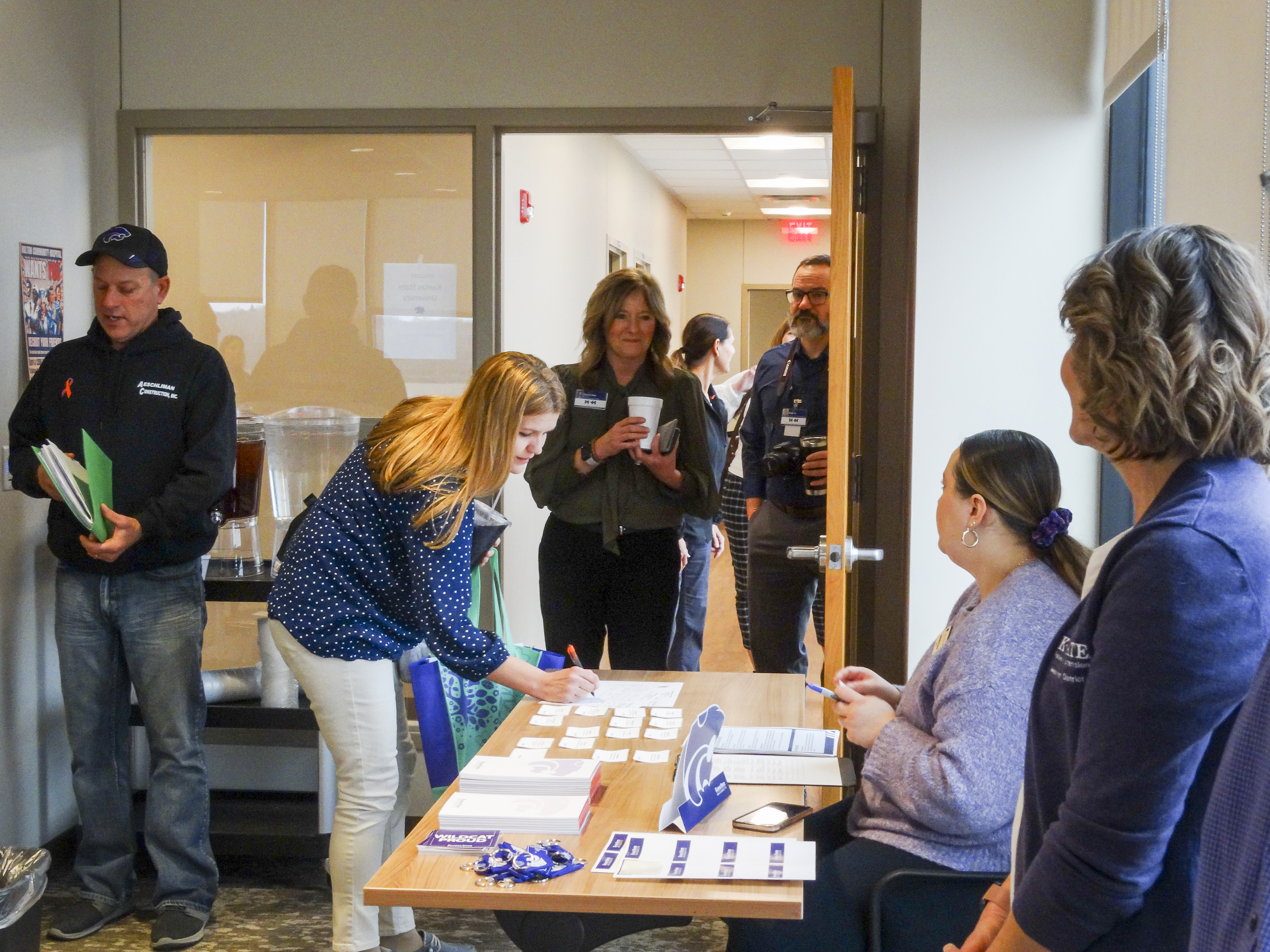 Community members arrive at Holton Community Hospital to take part in a facilitated conversation with Jackson County’s child care task force, K-State Research and Extension and local partners. These groups are focused on addressing local child care needs.