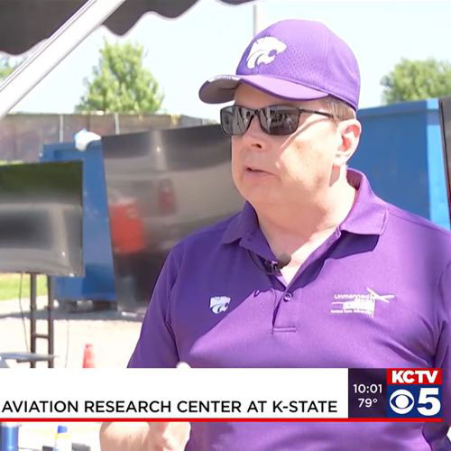 Pictured: Kurt Carraway, executive director of the Applied Aviation Research Center helping to provide crowd safety at the Kelce Jam festival. 