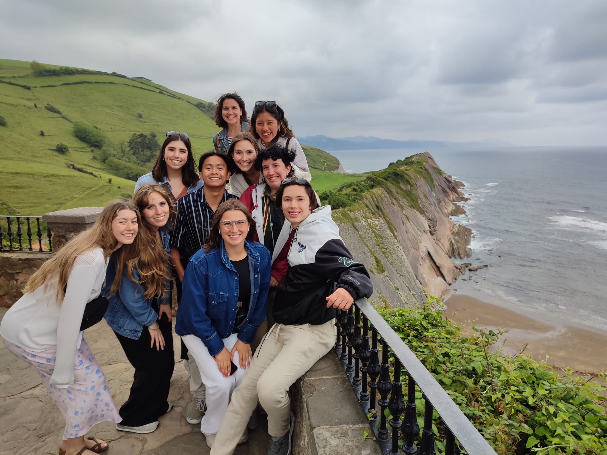 Students with Dr. Bender exploring Spain's Basque coast, June 2024