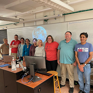 science teachers gathered in K-State physics classroom