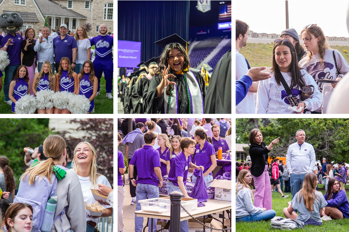 A collage of various images shows events at K-State in May 2026. 