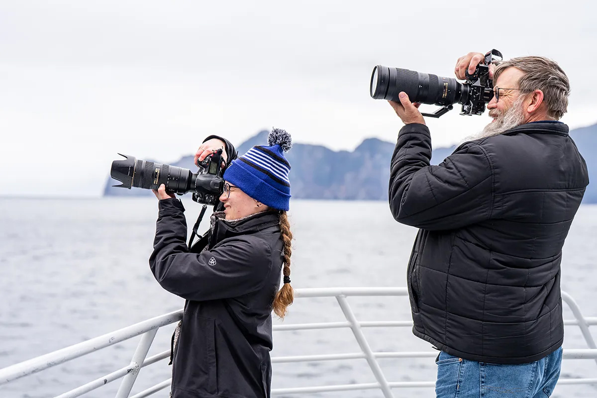 Adelay Martin & Nick Homburg Kenai Fjords boat tour photographing gulls&nbsp;&nbsp;