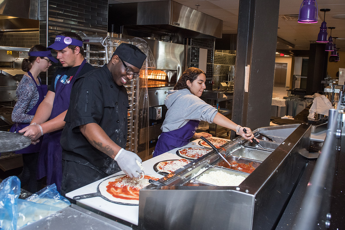 A student dining hall at Kansas State University. 