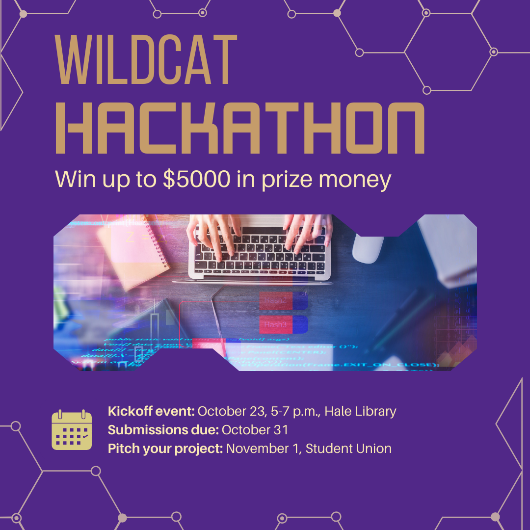 a graphic showing a computer keyboard to illustrate the Wildcat Hackathon