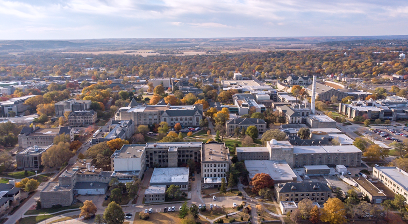 An aerial photo of the K-State Manhattan campus