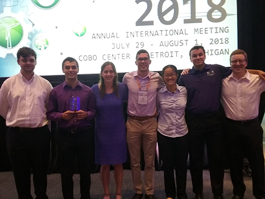 Members of Kansas State University's 2018 Fountain Wars Team, from left: Charlie Hamilton, Devon Bandad, Jessica Stanton, John Pittala, T-Ying Lin, Teddy Gillespie and Joe Boutta.