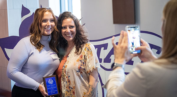 Student and parent at K-State event