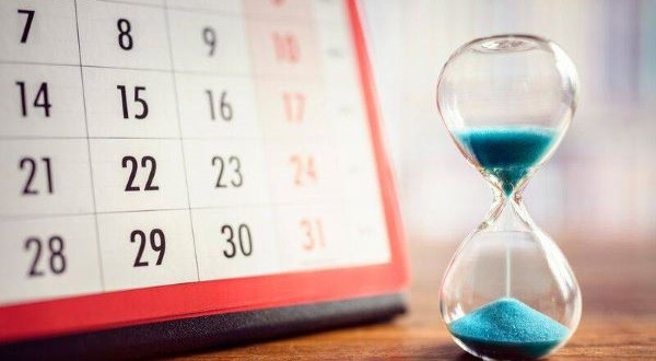 calendar and an hour glass