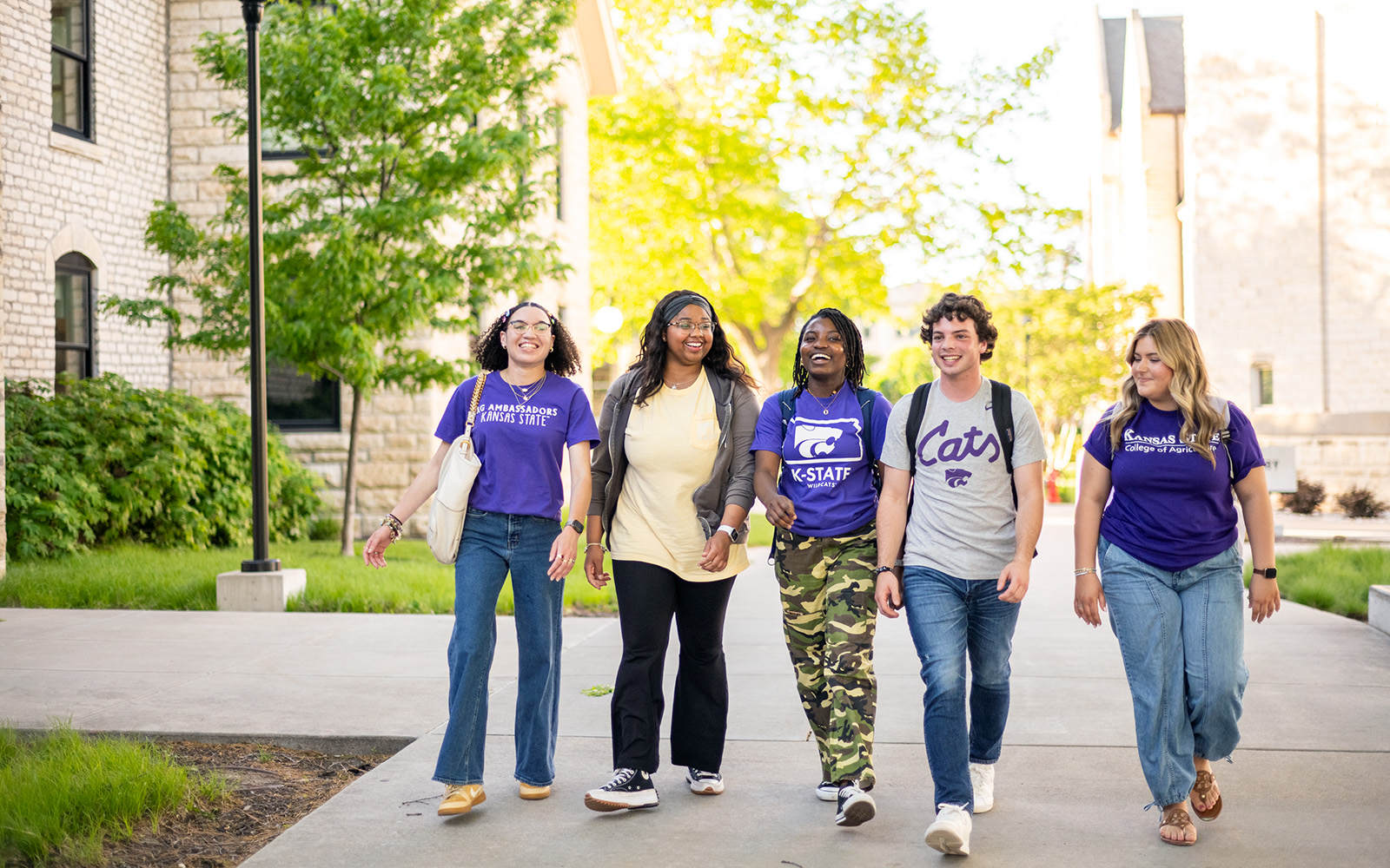 Students walking across campus