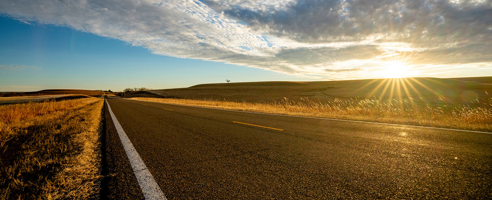 Empty road at dusk