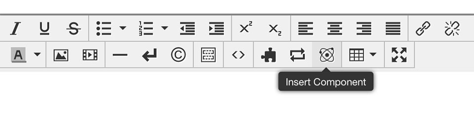 Screenshot of the Insert Component icon in the toolbar